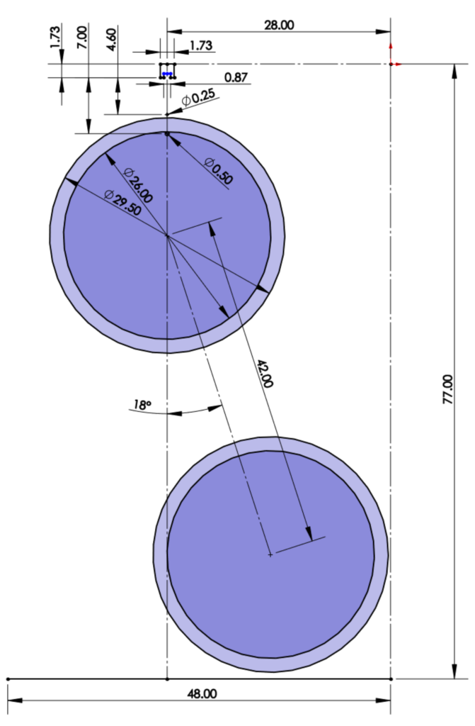bike geometry with 29in wheel, large hook and 18deg free hang
