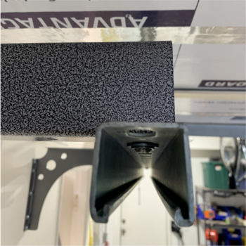 Close up of low profile mounting hardware.